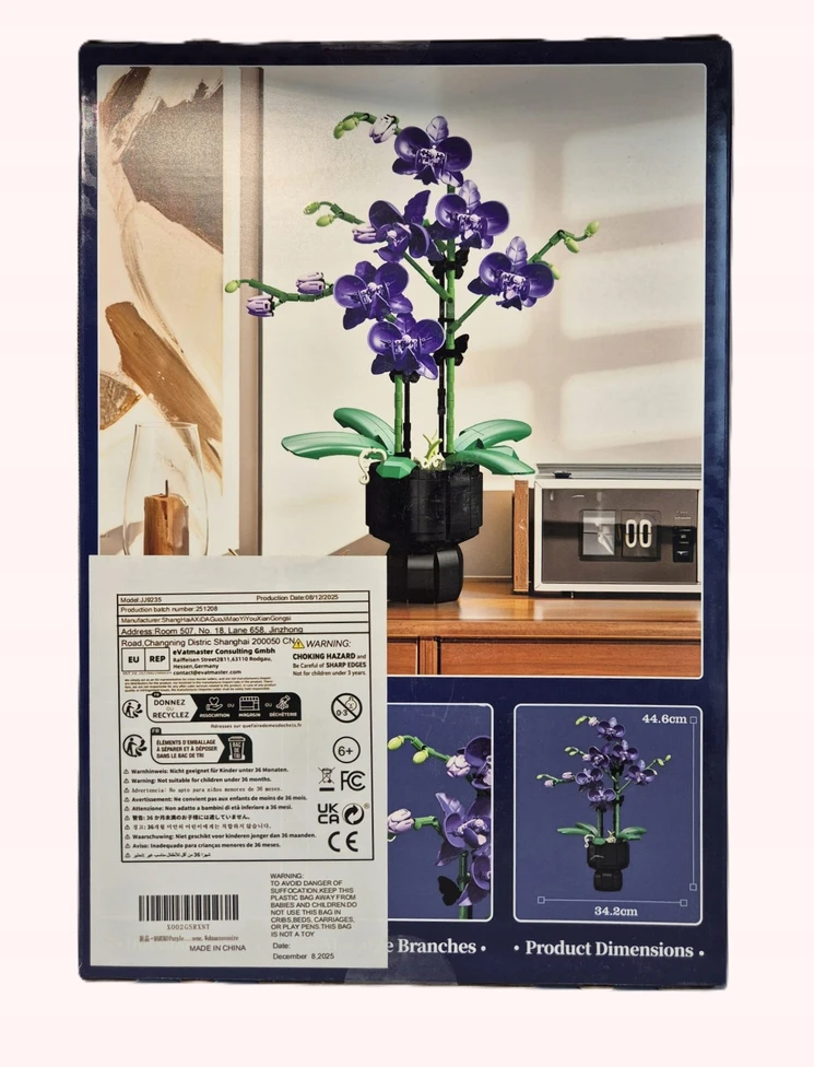 Bez Marki Statybiniai blokai Purpurinė orchidėja Orchidėja 692 elementai Gėlės dekoravimo dovana
