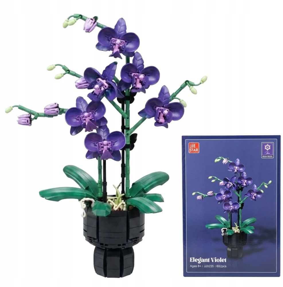 Bez Marki Statybiniai blokai Purpurinė orchidėja Orchidėja 692 elementai Gėlės dekoravimo dovana