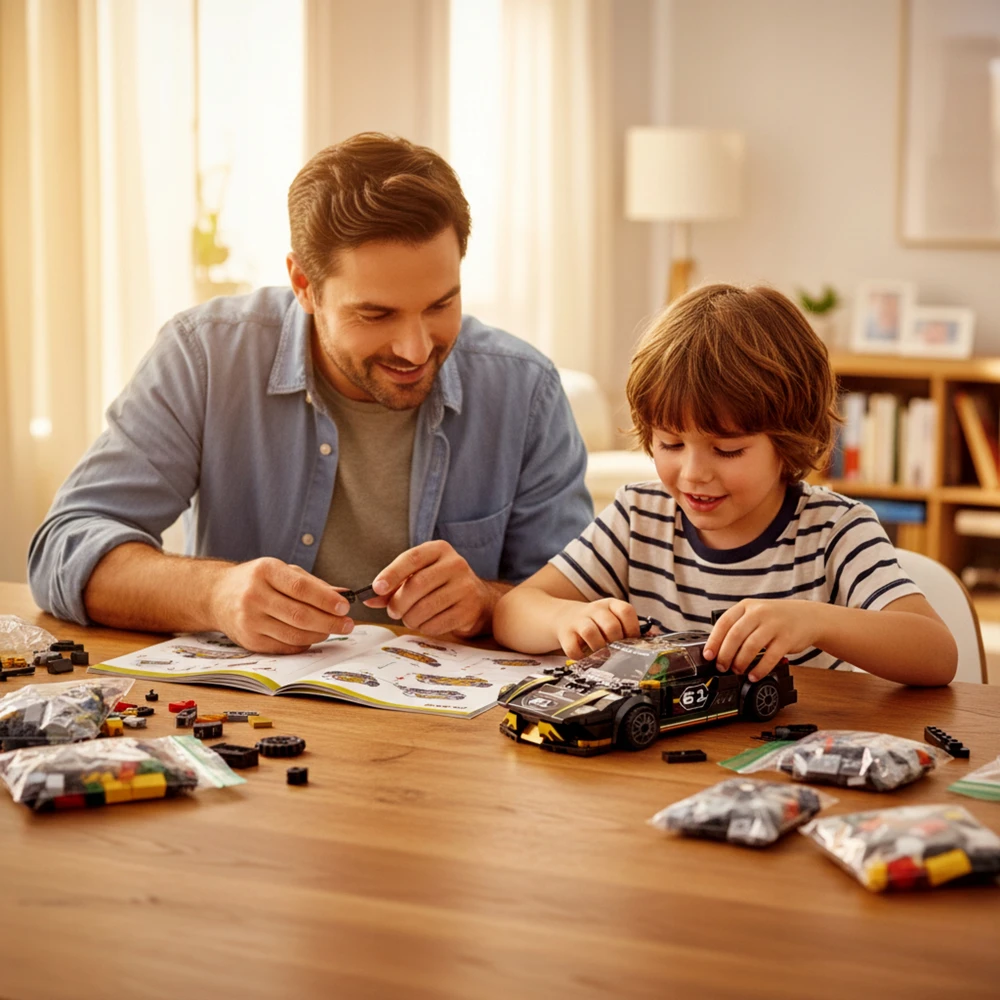 Bez Marki Statybinių plytų sportinių automobilių lenktynių rinkinys 325 vnt., 6 metai