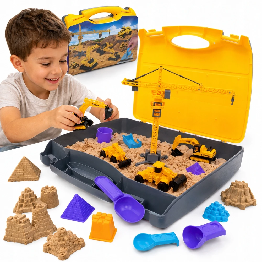Bez Marki Statybvietės kinetinis smėlis lagamine - Pro Kids