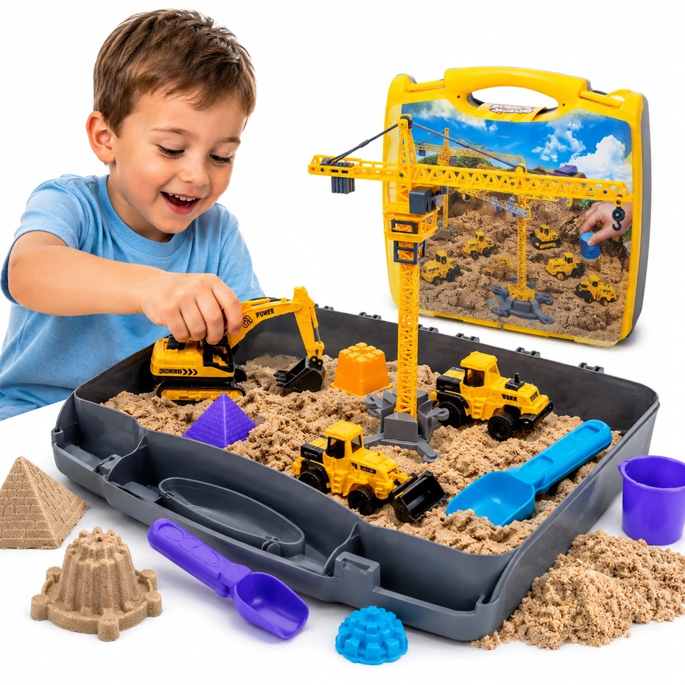 Bez Marki Statybvietės kinetinis smėlis lagamine - Pro Kids