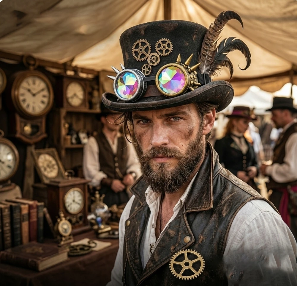 Bez Marki Steampunk akiniai festivaliui – unikalus stilius ir įspūdingi efektai
