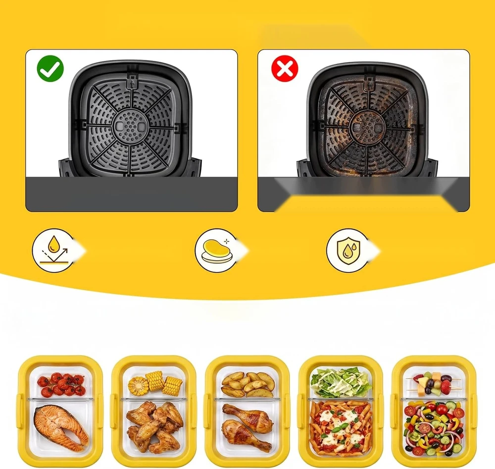 Bez Marki STIKLO FORMOS 2 VIENETŲ AIRFRYER KAIŠMAI ATSPARIŲ TALPŲ RANDENOS