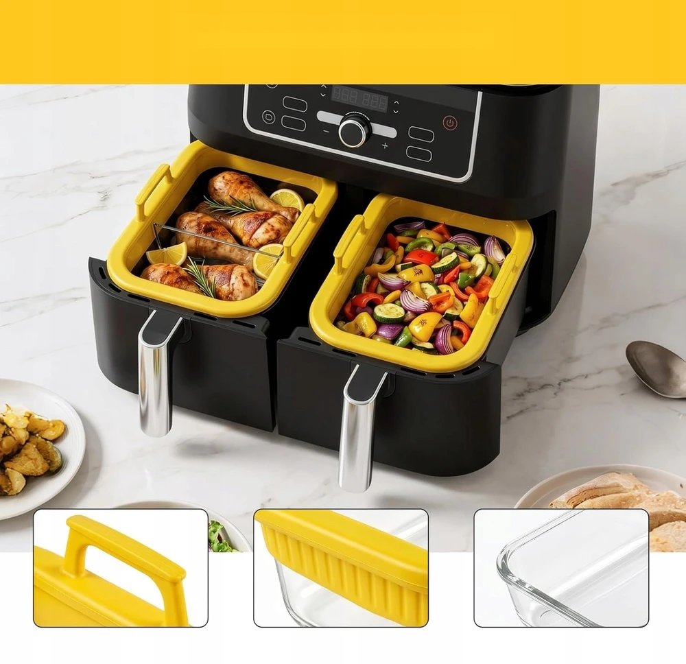 Bez Marki STIKLO FORMOS 2 VIENETŲ AIRFRYER KAIŠMAI ATSPARIŲ TALPŲ RANDENOS