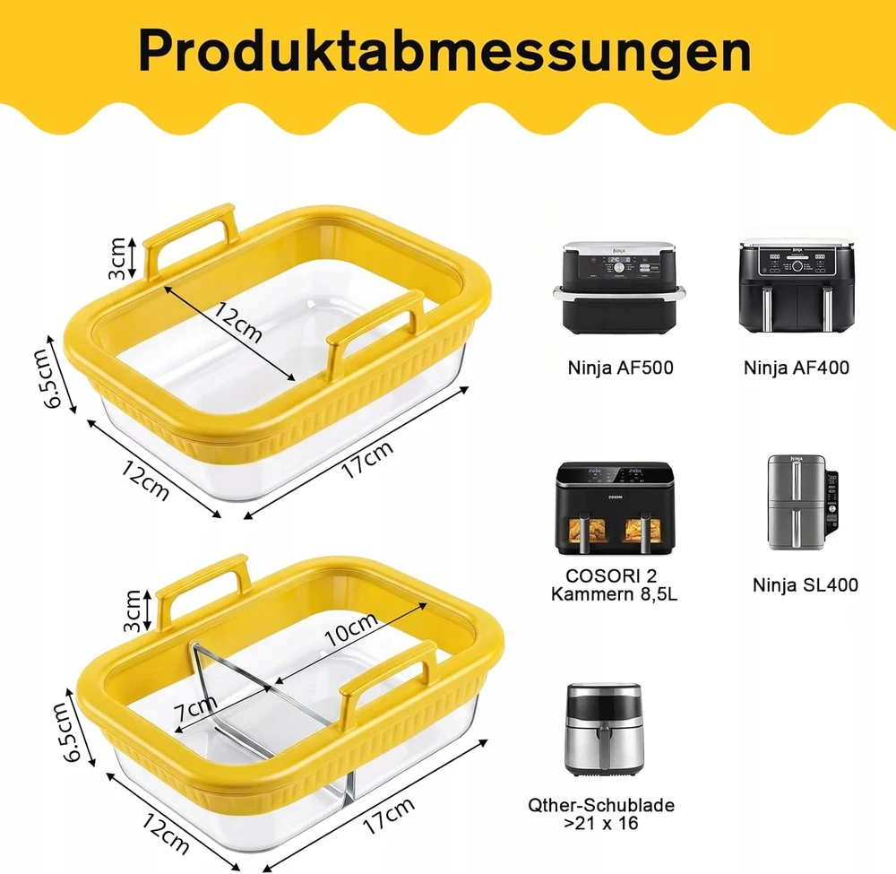Bez Marki STIKLO FORMOS 2 VIENETŲ AIRFRYER KAIŠMAI ATSPARIŲ TALPŲ RANDENOS