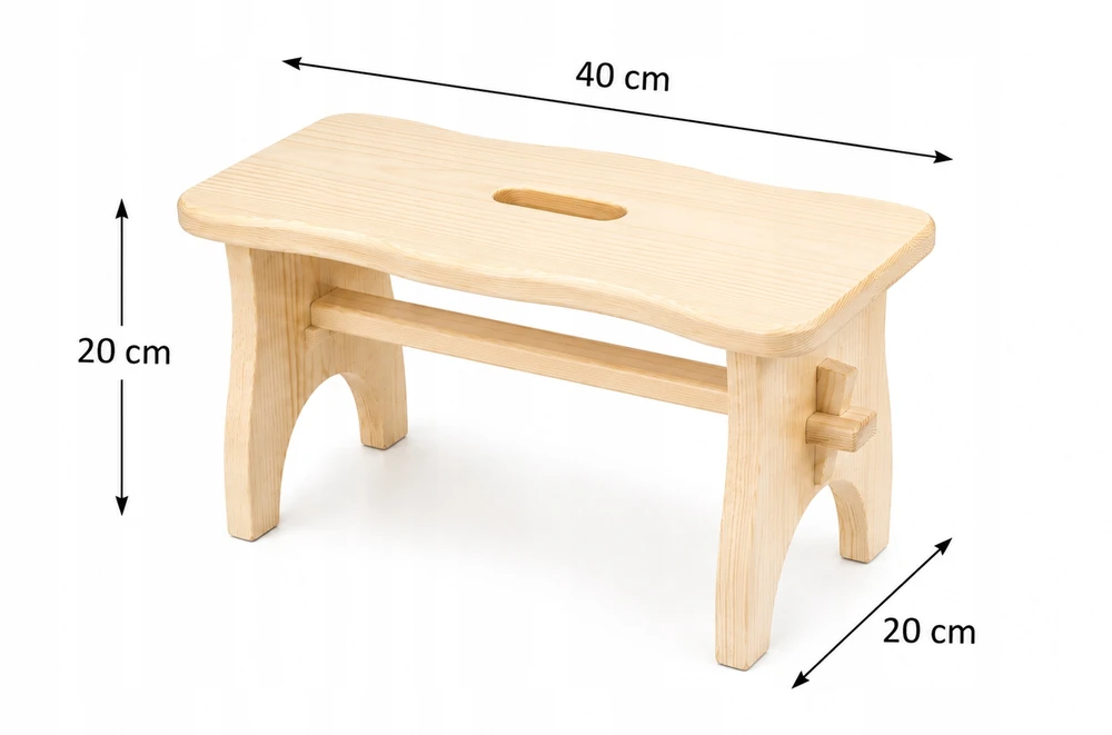 Bez Marki Stołek drewniany motyw grawer dziecięcy 40x20x20 cm, krzesełko dla dziecka