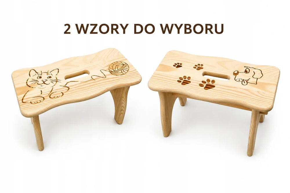 Bez Marki Stołek drewniany motyw grawer dziecięcy 40x20x20 cm, krzesełko dla dziecka
