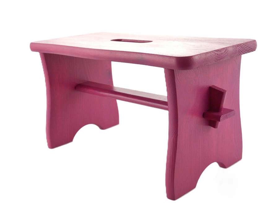 Bez Marki STOOL fuksijos spalvos RYCZKA WOODEN STOOL virtuvinė taburetė su platforma FSC