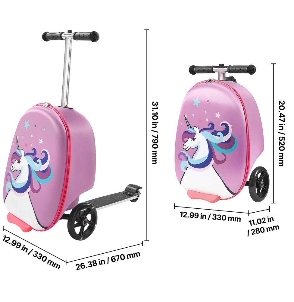 Bez Marki SucceBuy Bagaż Dziecięcy 20L Nośność 50KG Walizka Na Hulajnogę Violetinis