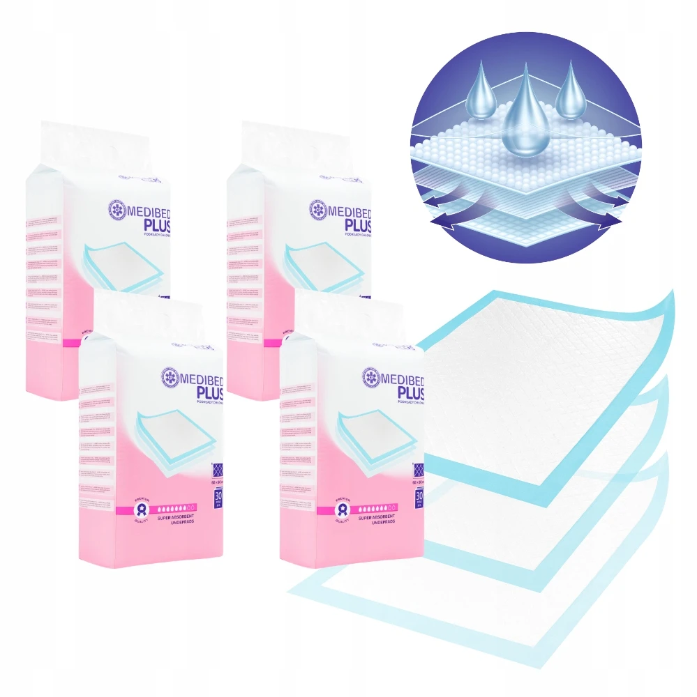 Bez Marki SUgeriantys įklotai MEDIBED PLUS 60X60 STRONG nesterilūs PREMIUM 610ml 120 vnt.
