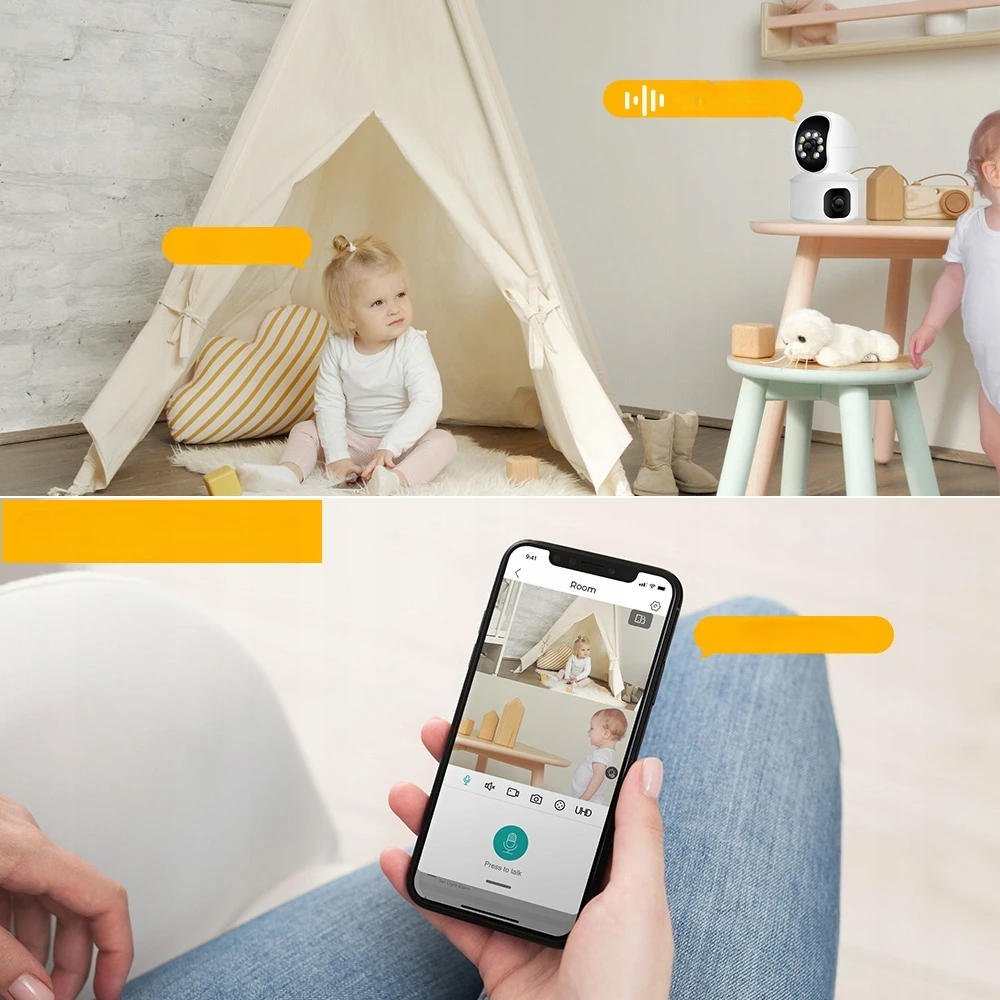 Bez Marki SUKIAMA WIFI IP KAMEROS VIDAUS ELEKTRONINĖ NANNY DU 3MPx lęšiai