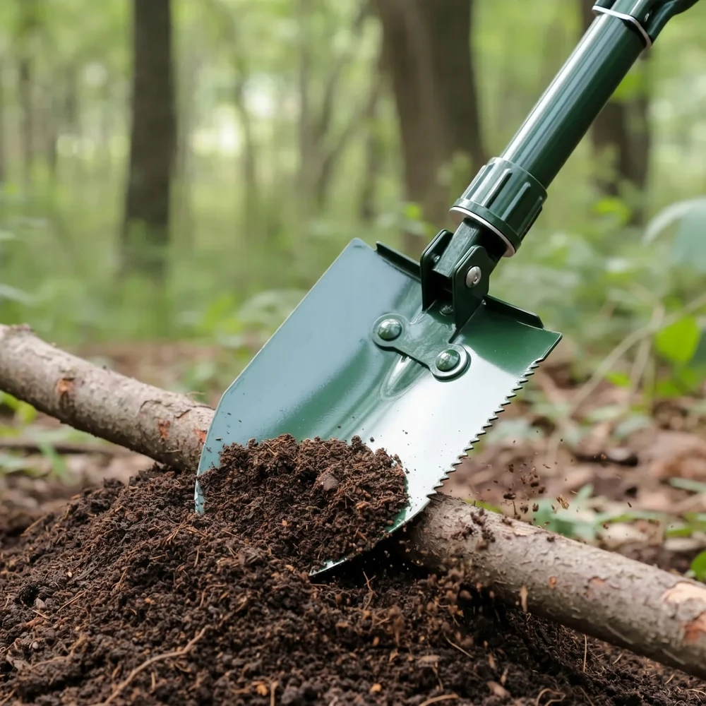 Bez Marki Sulankstomas karinis kastuvas Shovel Pickaxe Saw 4in1 su SURVIVAL dėklu stovyklavimui