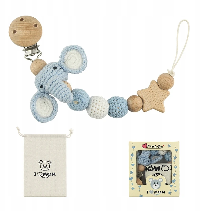 Bez Marki Sweet Little Elephant čiulptukas, megztas rankomis, naujagimiui