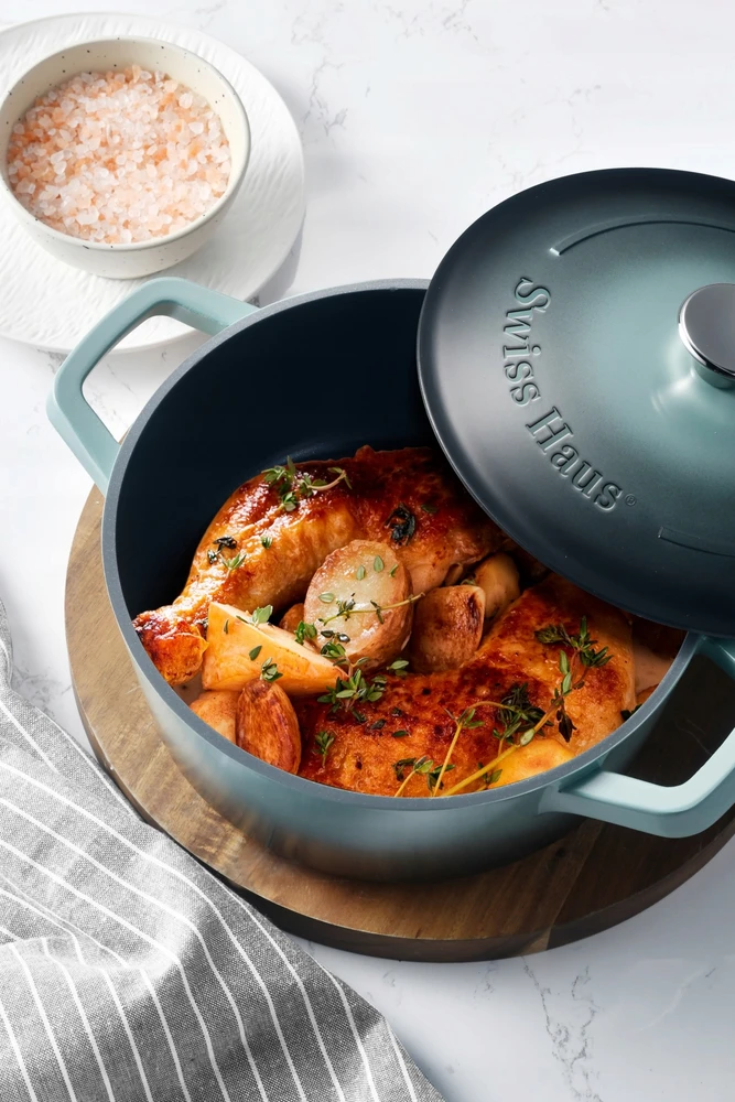 Bez Marki Swiss Haus keraminis puodas 28 cm su dangteliu – neprideganti danga