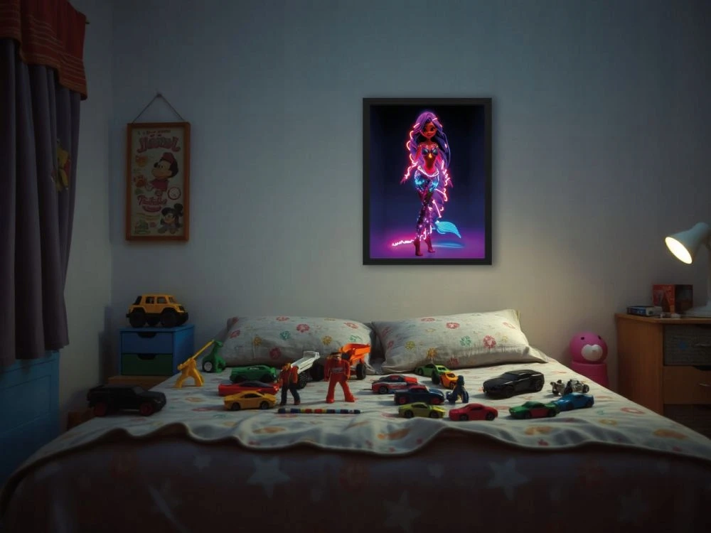 Bez Marki Syrenka. Neonowi Przyjaciele - Podświetlany obraz led Lightvibes