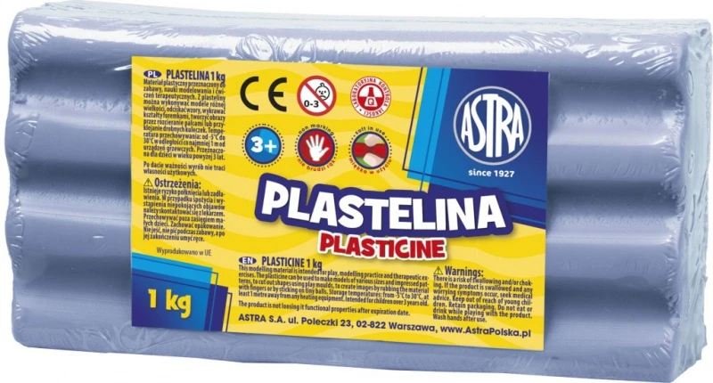 Bez Marki Szkolna PLASTELINA Dla Dzieci Do MODELARSTWA Kostka 1kg BŁĘKITNA Astra