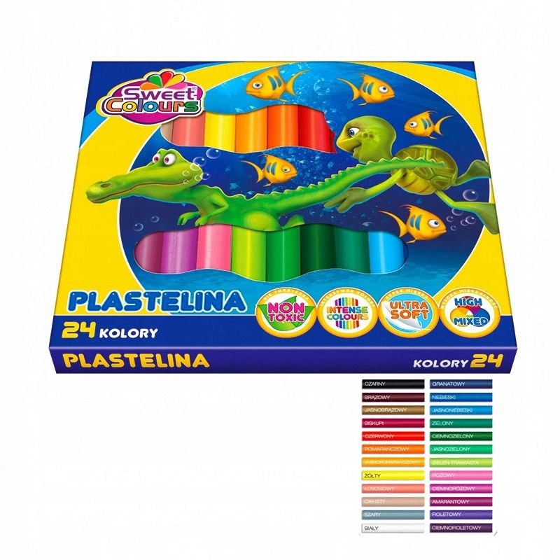 Bez Marki SZKOLNA PLASTELINA nietoksyczna 24 KOLORY Koma Masa PRZEDSZKOLNA Miękka