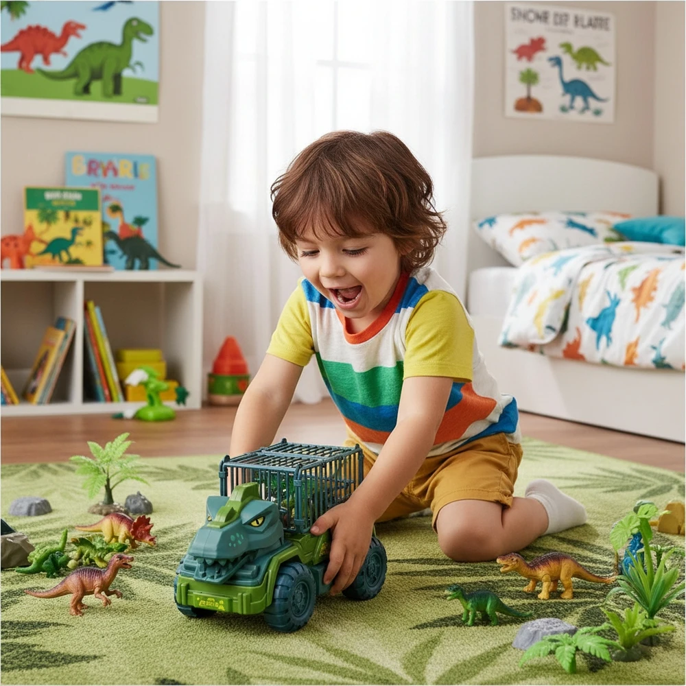Bez Marki T-Rex Dinosaur Transporter Sunkvežimis didelis XXL + 15 figūrėlių + priedai