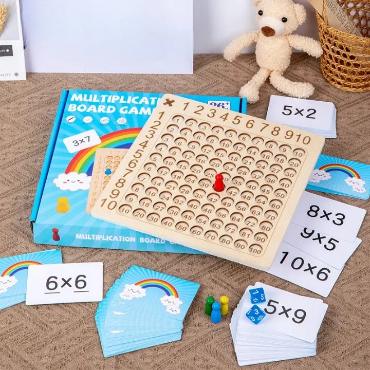 Bez Marki TABLICZKA MNOŻENIA Žaidimas DREWNIANA MONTESSORI DZIECI Žaidimas EDUKACYJNA LOGICZNA