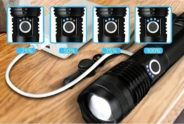 Bez Marki TAKTINIS LED BLYKŠTINĖS BATERIJAS ĮKRAUJAMOSIOS BATERIJOS USB KARINIS VANDENIŲ IŠLIEKIMAS