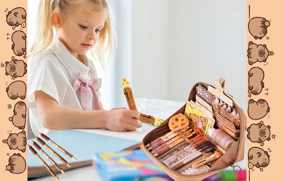 Bez Marki Talpyklė su Kapibara ir Meškiuku, 12 skyrių, didelė talpa, rudos spalvos