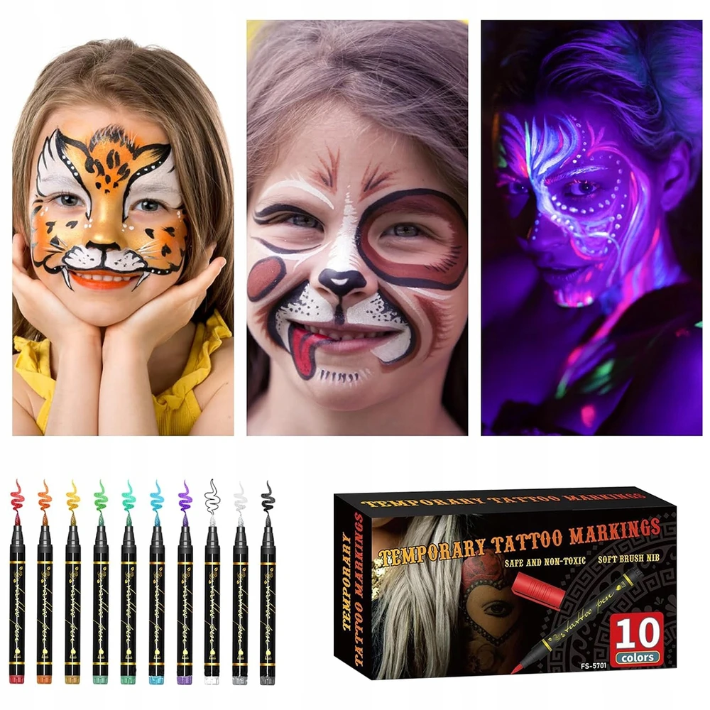 Bez Marki TATUiruočių rinkinys - 10 BRĖŽČIŲ RAŠIKLIŲ + ŠABLONAI + LIPDUKAI