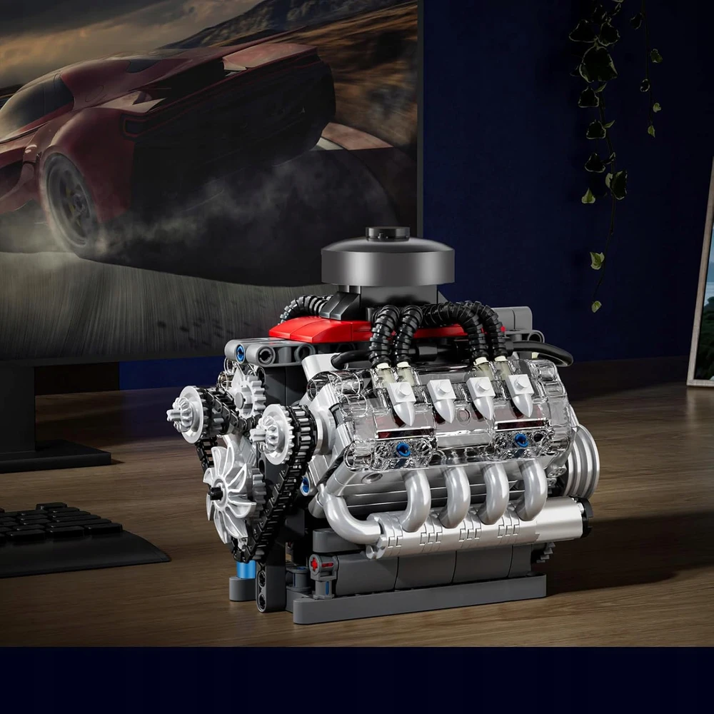 Bez Marki TECHNIK V8 Rinkinys DO MONTAŻU SILNIKA Z KLOCKÓW, Kaladėlės ZACISKOWE, SILNIK V8