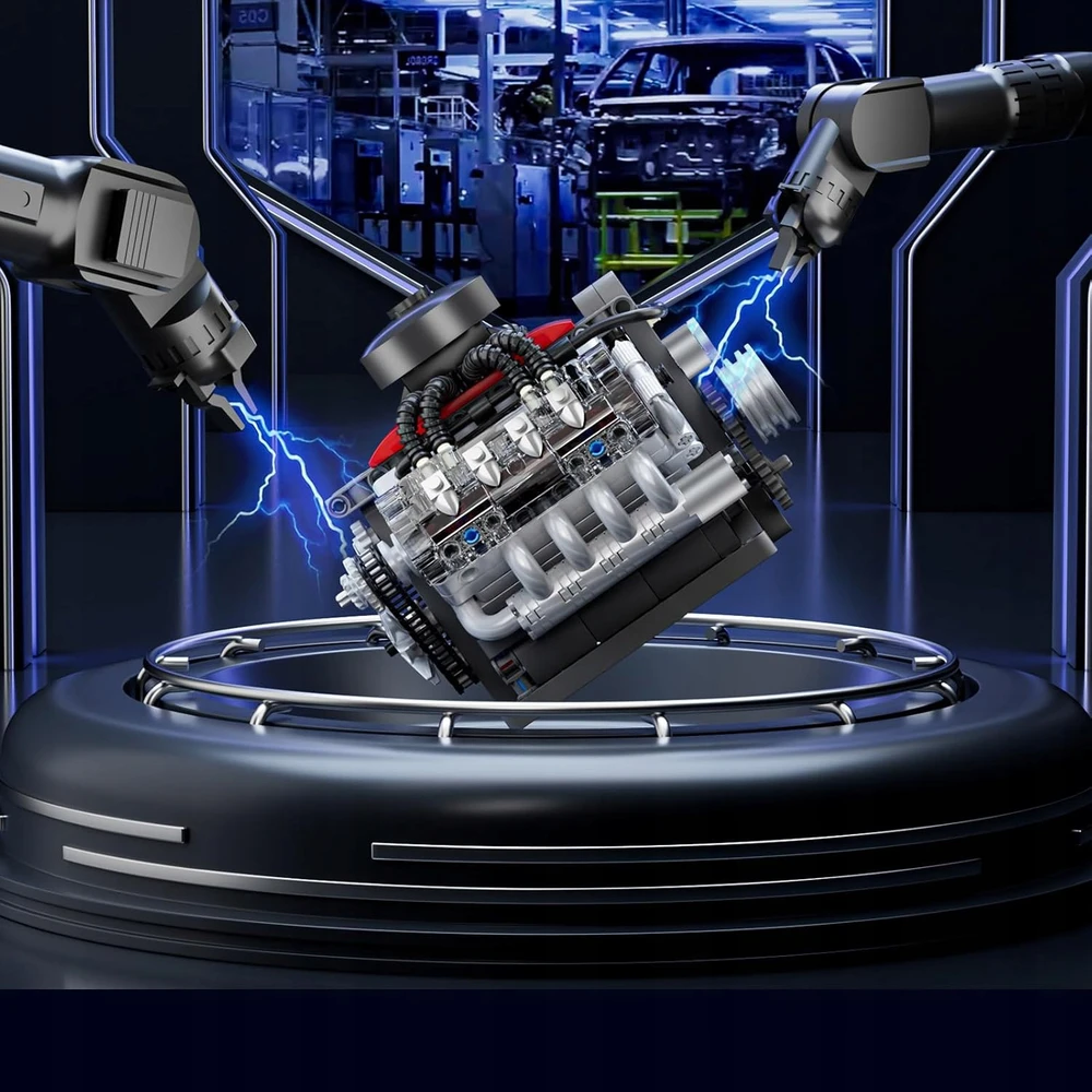 Bez Marki TECHNIK V8 Rinkinys DO MONTAŻU SILNIKA Z KLOCKÓW, Kaladėlės ZACISKOWE, SILNIK V8