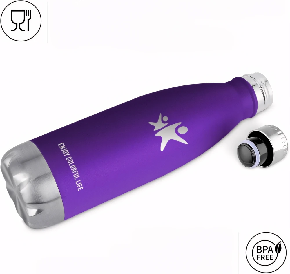 Bez Marki Termopuodelis 750 ml buteliuko termosas kavos arbatai Plienas nepralaidus purpurinis