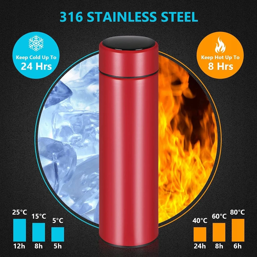 Bez Marki Termosinė gertuvė su Led temperatūros indikatoriumi, 500ml