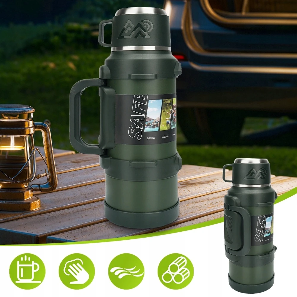 Bez Marki Termosinė talpykla 2000 ml, plieninė, su arbatinuku, tamsiai žalia