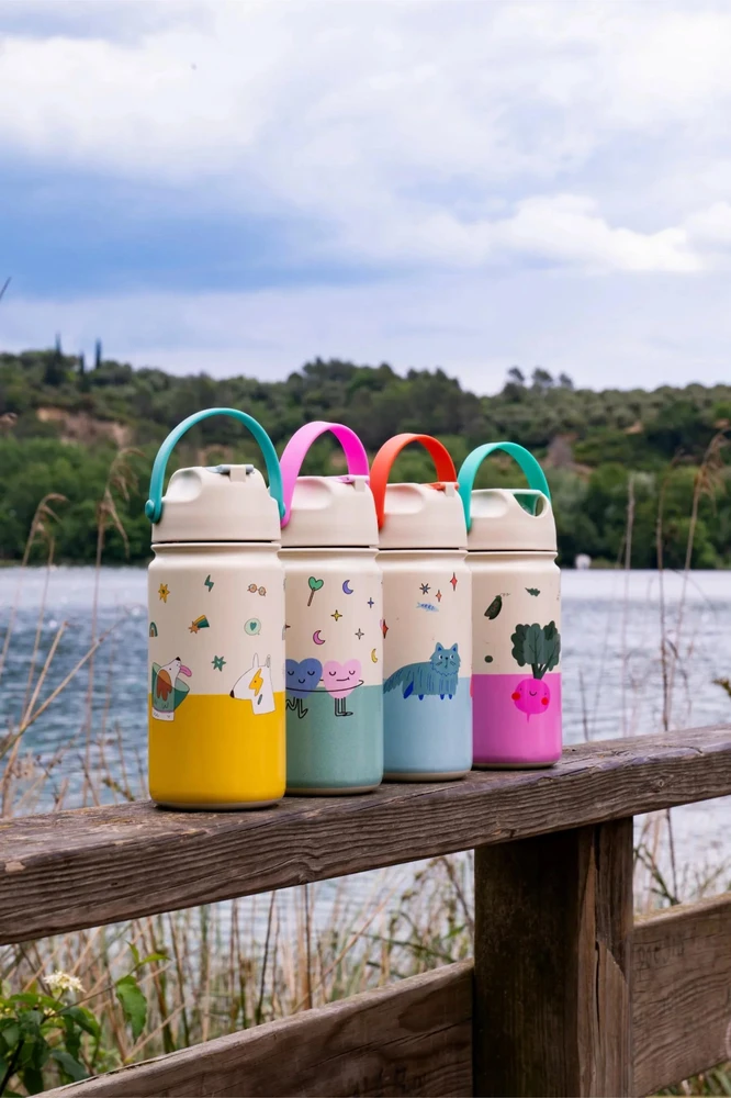 Bez Marki The Cotton Cloud vaikiškas termobidonas, Veggie Pals, 420 ml