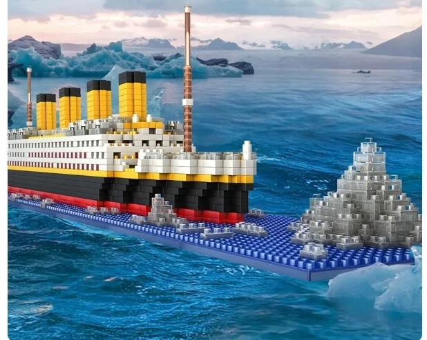 Bez Marki Titaniko 3D dėlionė konstruktorius 1860 dalių laivas vaikams nuo 3 metų PP medžiaga | TITANICBLOCKS