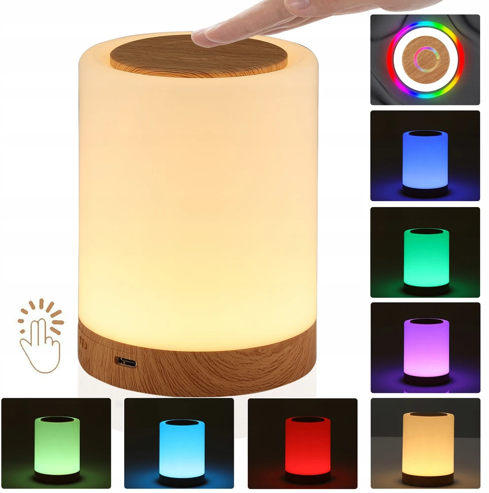 Bez Marki Touch Control LED stalinė lempa, USB įkraunama RGB naktinė lempa