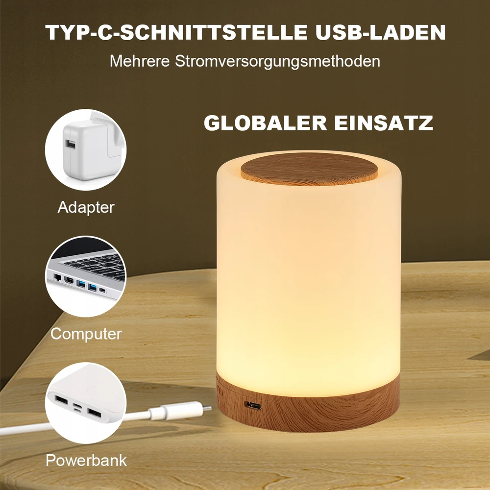 Bez Marki Touch Control LED stalinė lempa, USB įkraunama RGB naktinė lempa
