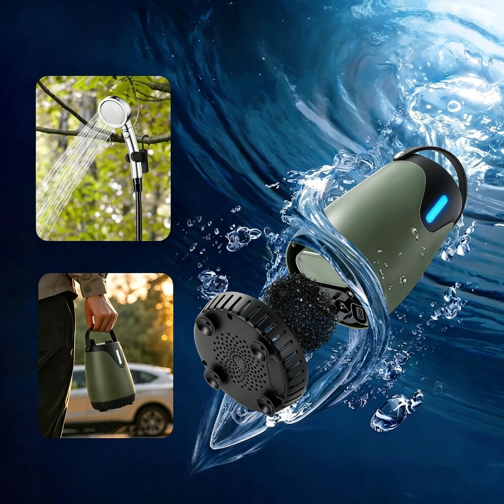 Bez Marki TOURIST CAMPING SHOWER 8000MAH IPX7 su LED ekranu