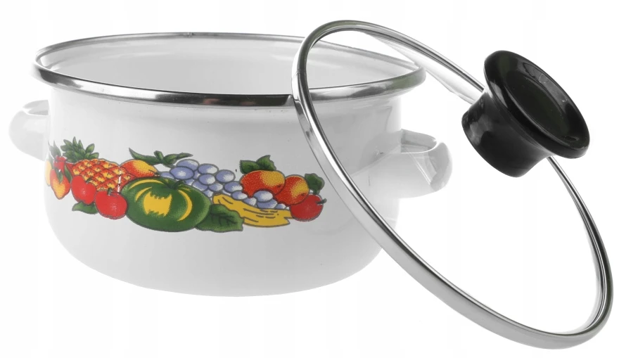 Bez Marki Tradicinis emaliuotas puodas Mažas puodas 16cm 1,3L su dangteliu INDUKCIJA