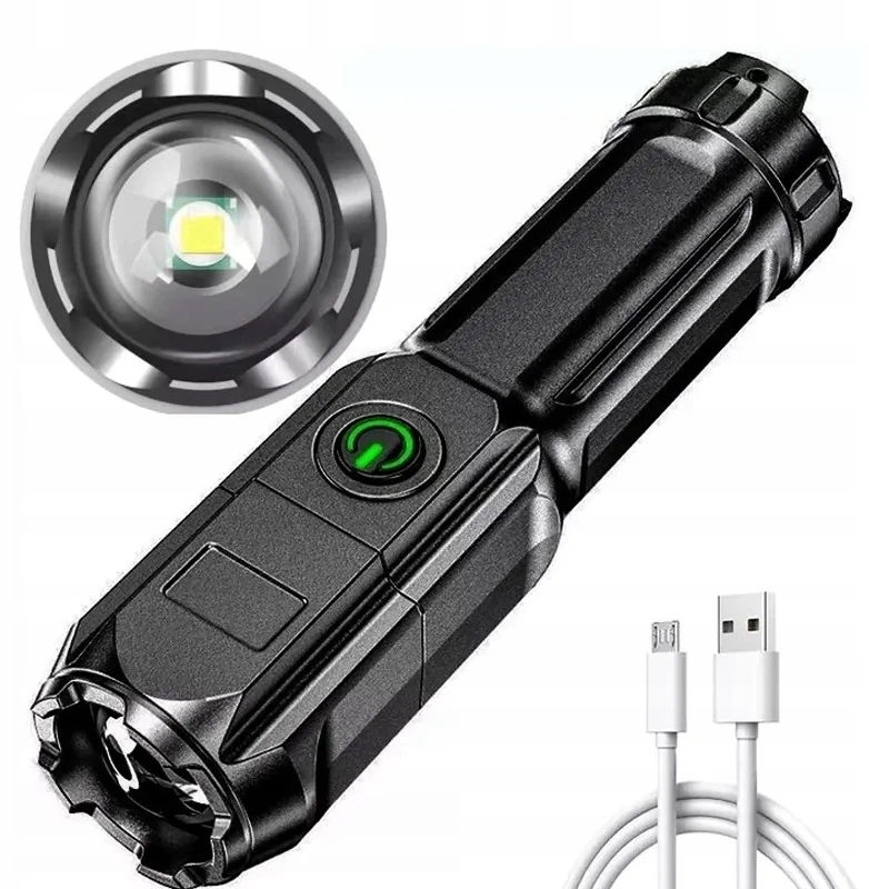 Bez Marki TSG-398 LED Cree Zoom Tactical USB žibintuvėlis, stiprus diodas