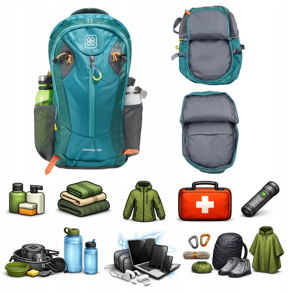 Bez Marki Turistinė kuprinė VIO Trekking 50L Žalia
