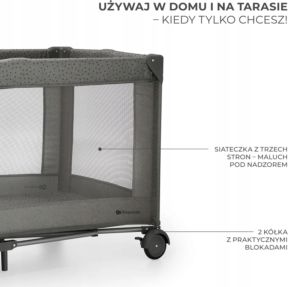 Bez Marki Turistinė lovytė 2W1 SKŁADANE Z WEJŚCIEM BOCZNYM I TORBĄ SZARE