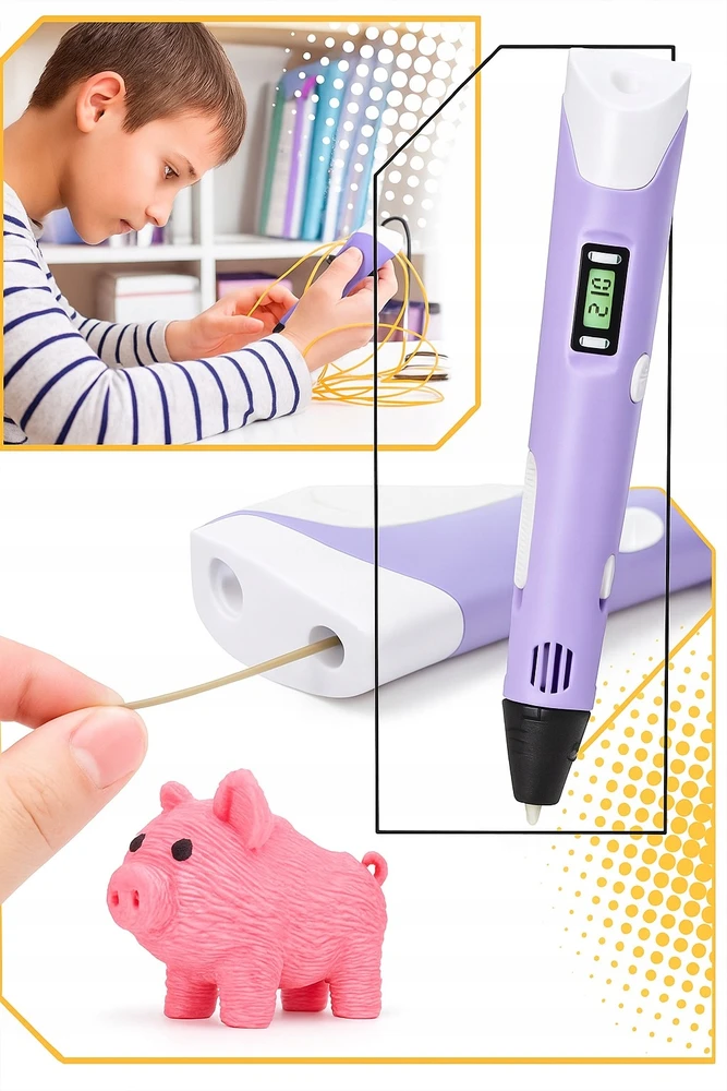 Bez Marki TUŠINIO 3D SPAUSDINTUVO PURPURINIO RAŠIKLIŲ RINKINYS + 9 METRŲ GIJŲ RETRILAI