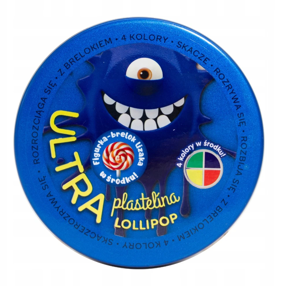 Bez Marki ULTRA PLASTICINE Lollipop 4 spalvos viduje + figūrėlė, ledinuko raktų pakabukas