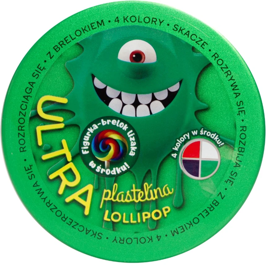 Bez Marki ULTRA PLASTICINE Lollipop 4 spalvos viduje + figūrėlė, ledinuko raktų pakabukas