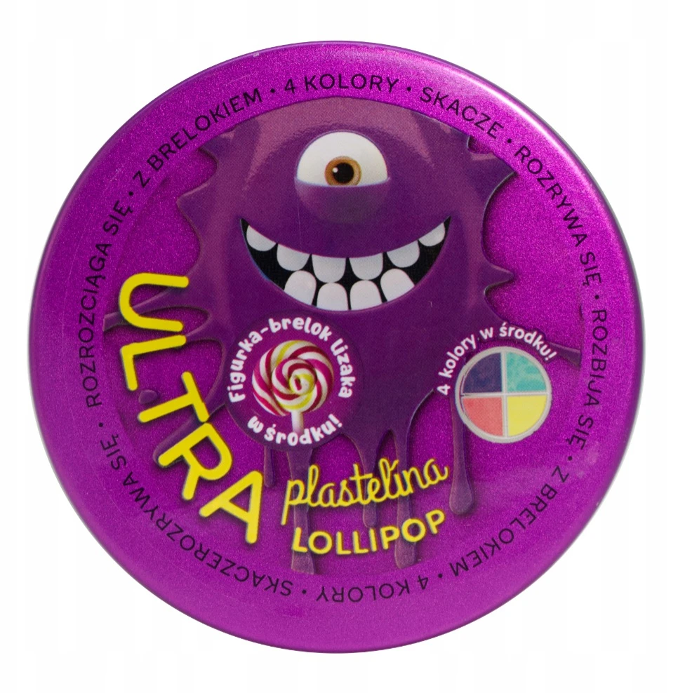Bez Marki ULTRA PLASTICINE Lollipop 4 spalvos viduje + figūrėlė, ledinuko raktų pakabukas