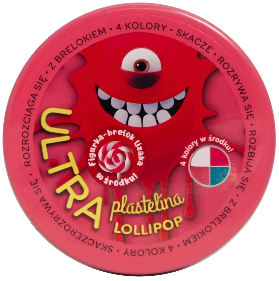 Bez Marki ULTRA PLASTICINE Lollipop 4 spalvos viduje + figūrėlė, ledinuko raktų pakabukas
