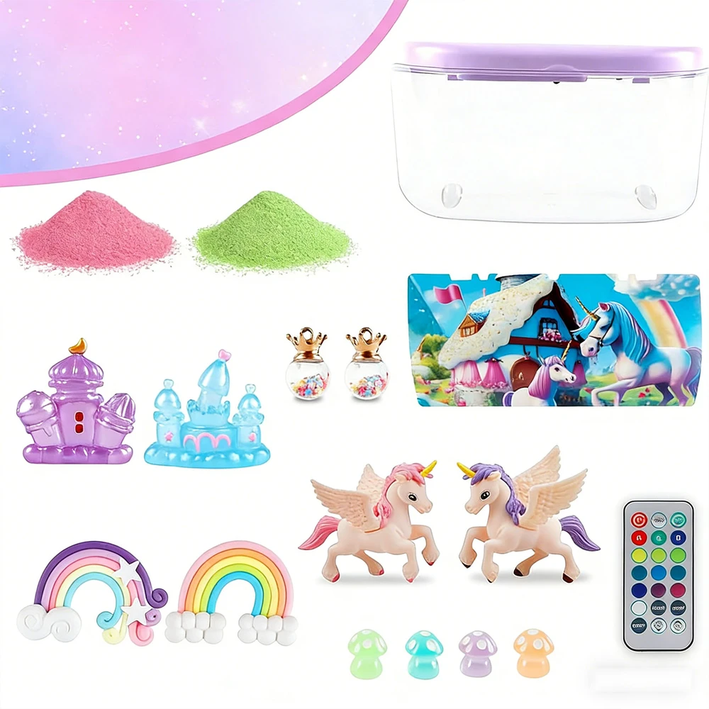 Bez Marki UNICORN KŪRYBINIS RINKINYS MERGAITĖS NAKTINĖ LAMP KINETIC SAND DYY