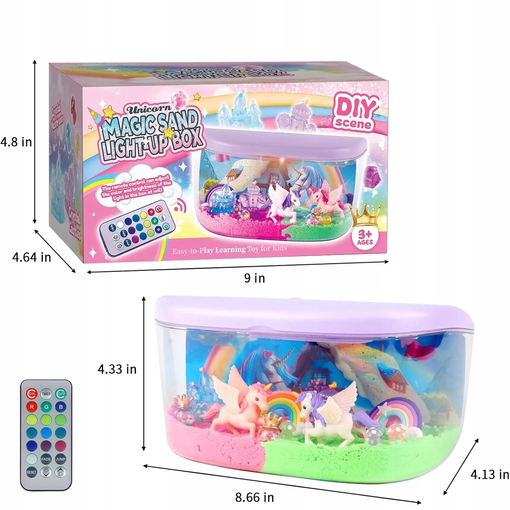 Bez Marki UNICORN KŪRYBINIS RINKINYS MERGAITĖS NAKTINĖ LAMP KINETIC SAND DYY