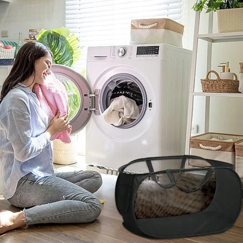 Bez Marki UP 75 L sulankstomas KOSZ NA PRANIE Z SIATECZKI DO POKOJU DZIECIĘCEGO