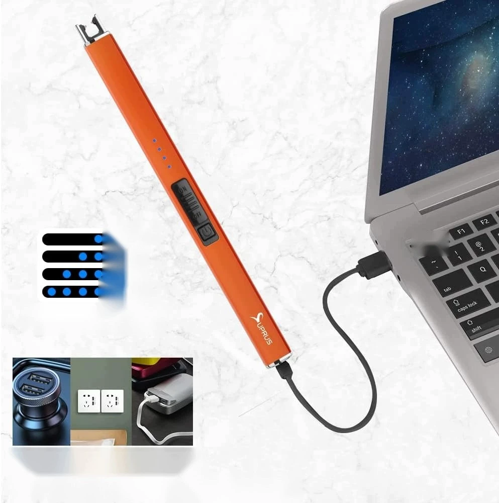 Bez Marki USB LANKAS ELEKTRINIS žiebtuvėlis BEDEGIS ORANŽINĖS JUNGIKLIS