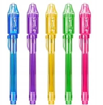 Bez Marki UV LED rašiklis su nematomais užrašais, juodos spalvos